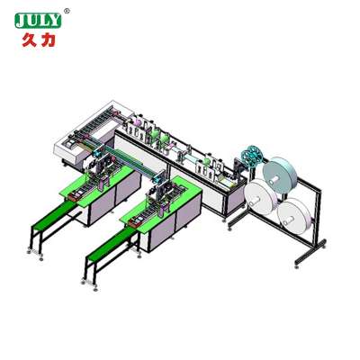 Full Automatic Dust Medical Face pure electric no cylinder Mask Making Machine with 3 Line , Auto Surgical Face Mask Machine